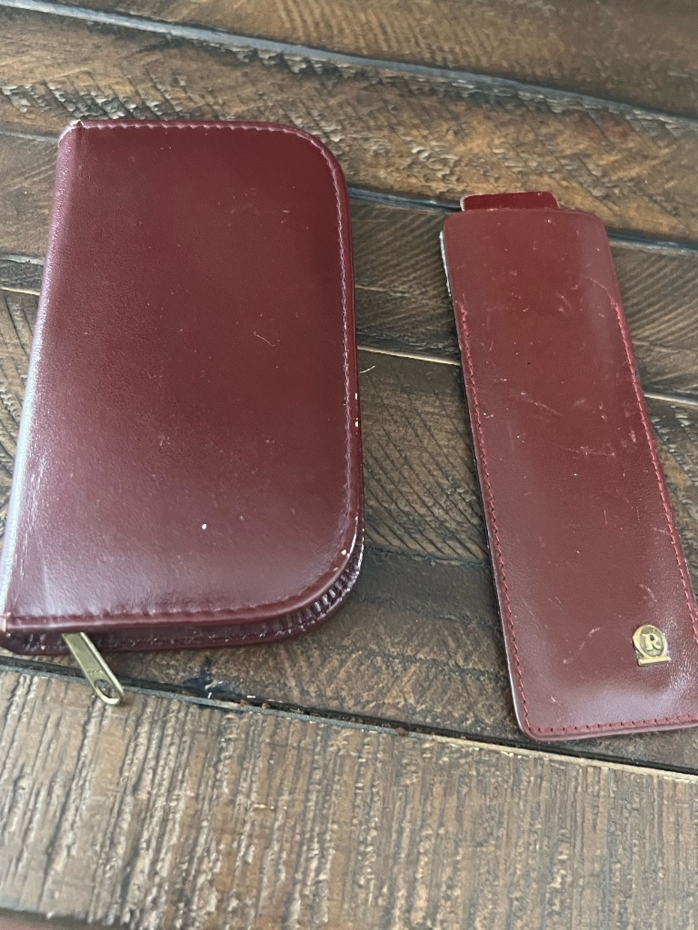 Vintage Leather Travel Sewing Kit and matching Comb in Pocket Protecter